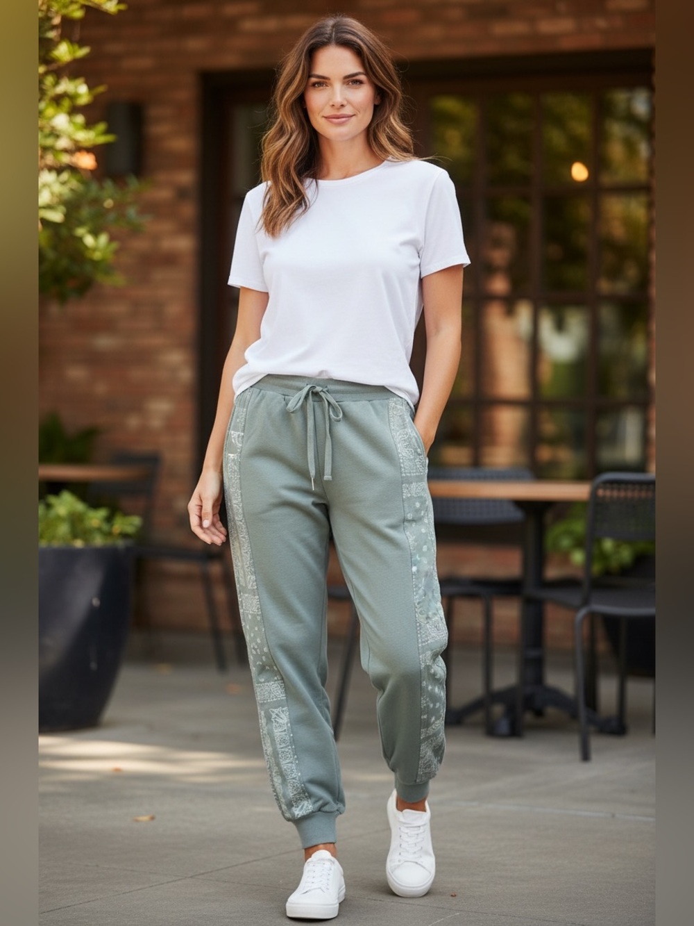NWT Dance & Marvel Women's Sea Blue Drawstring Jogger Pants Sz S